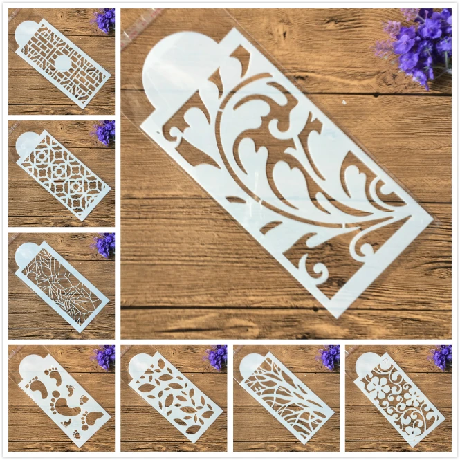 8Pcs 26cm Plum Tree Feather Foot DIY Layering Stencils Wall Painting Scrapbook Coloring Embossing Album Decorative Template