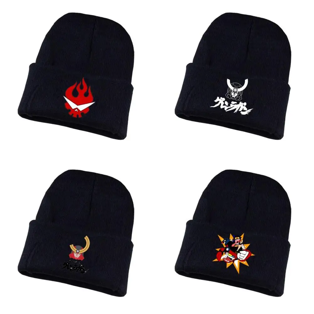 

Winter warm hat anime Tengen Toppa Gurren-Lagann Knitted hat hat Unisex Print Cotton hat teenagers winter Knitted Cap