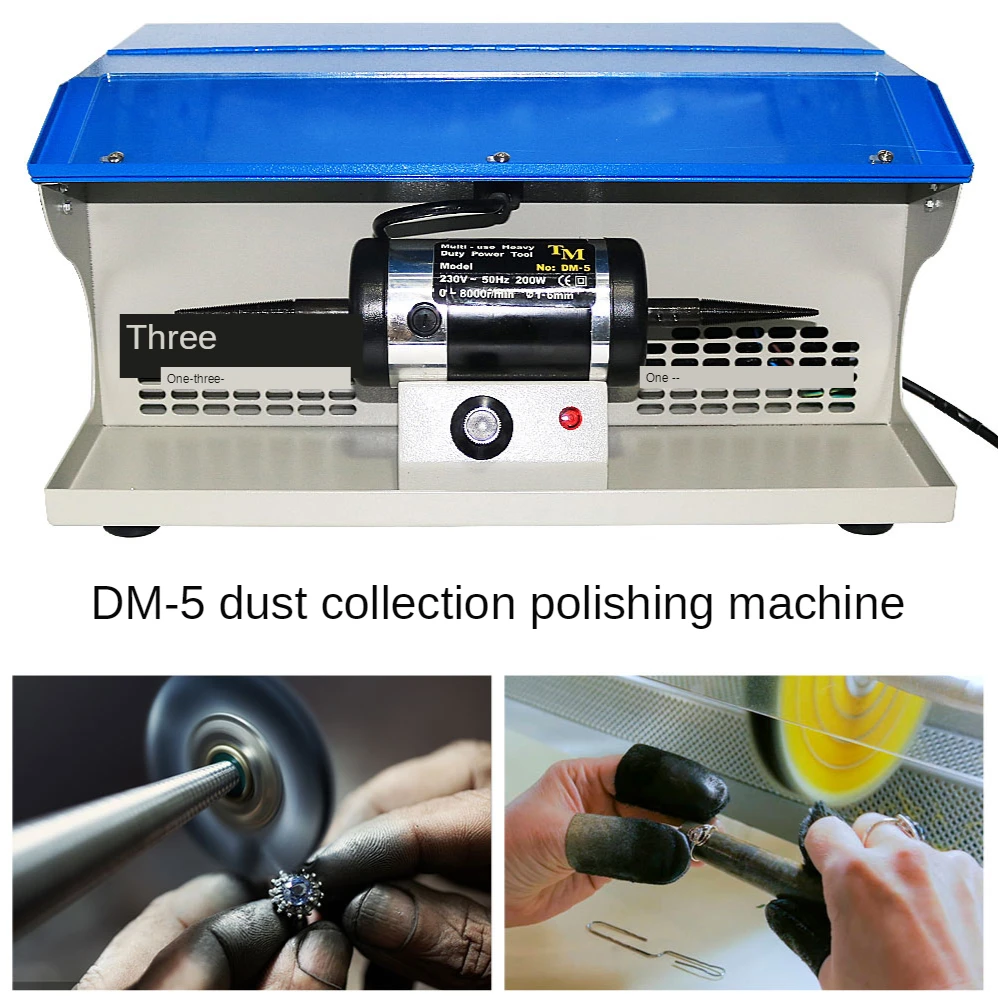 DM-5 Polishing Motor With Dust Collector Double Head Turbine Stepless Speed Regulation Jewelry Grinding Machine 110/220V