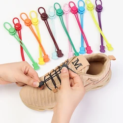 No tie shoelaces Round Elastic Shoelace Plastic snap lock Suitable for all shoes Adult children walking sports Lazy laces 1 pair
