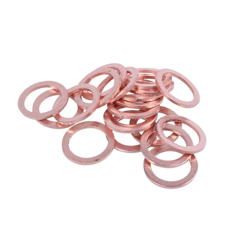 20 pcs Solid Copper Washer Flat Ring Gasket Sump Plug Oil Seal Fittings 10*14*1MM Washers Fastener Hardware Accessories