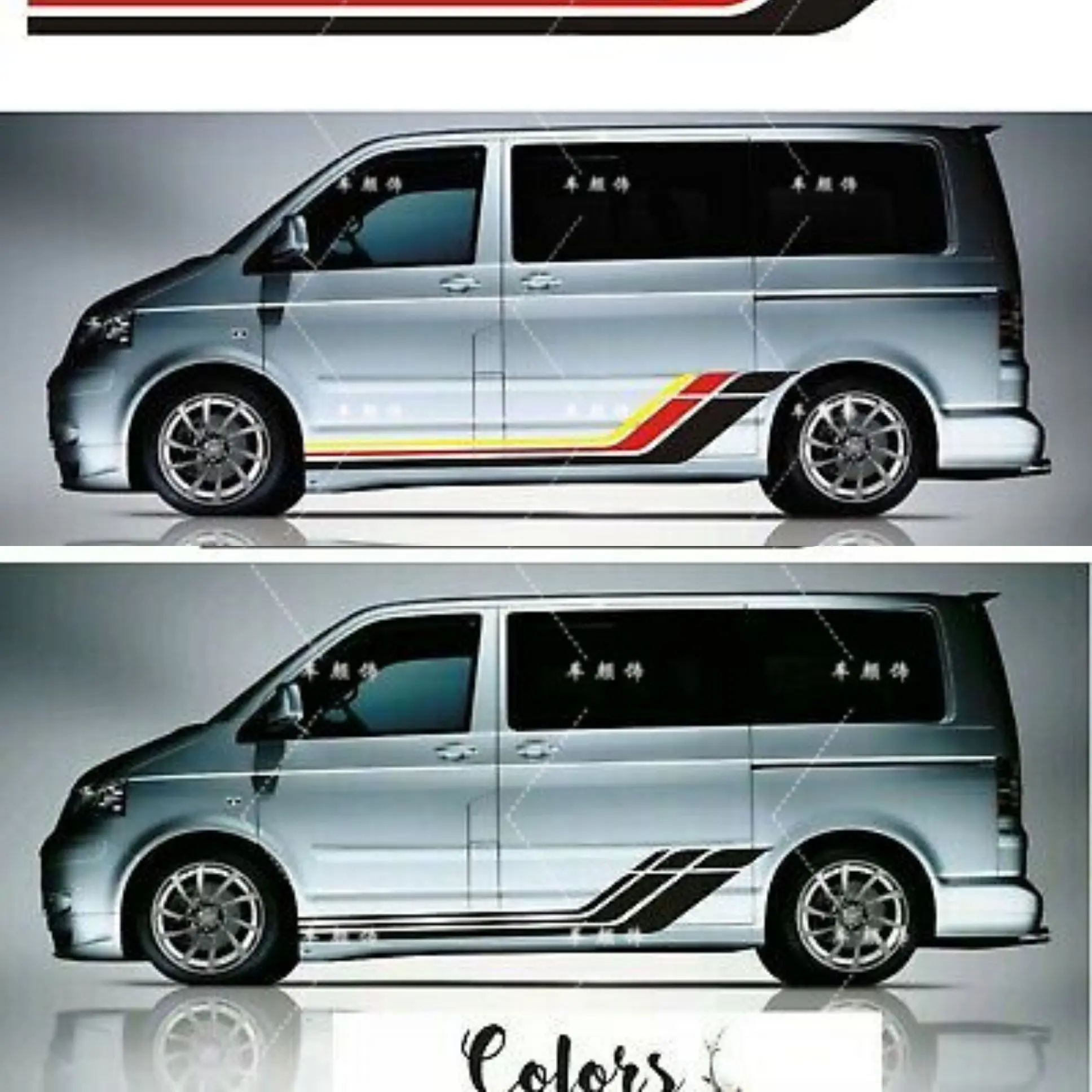 Car Stickers For VW Volkswagen TRANSPORTER T4 T5 T6 T7 Multivan Caravell Tuning Auto Accessories Vinyl Film Decals Sides Stripe