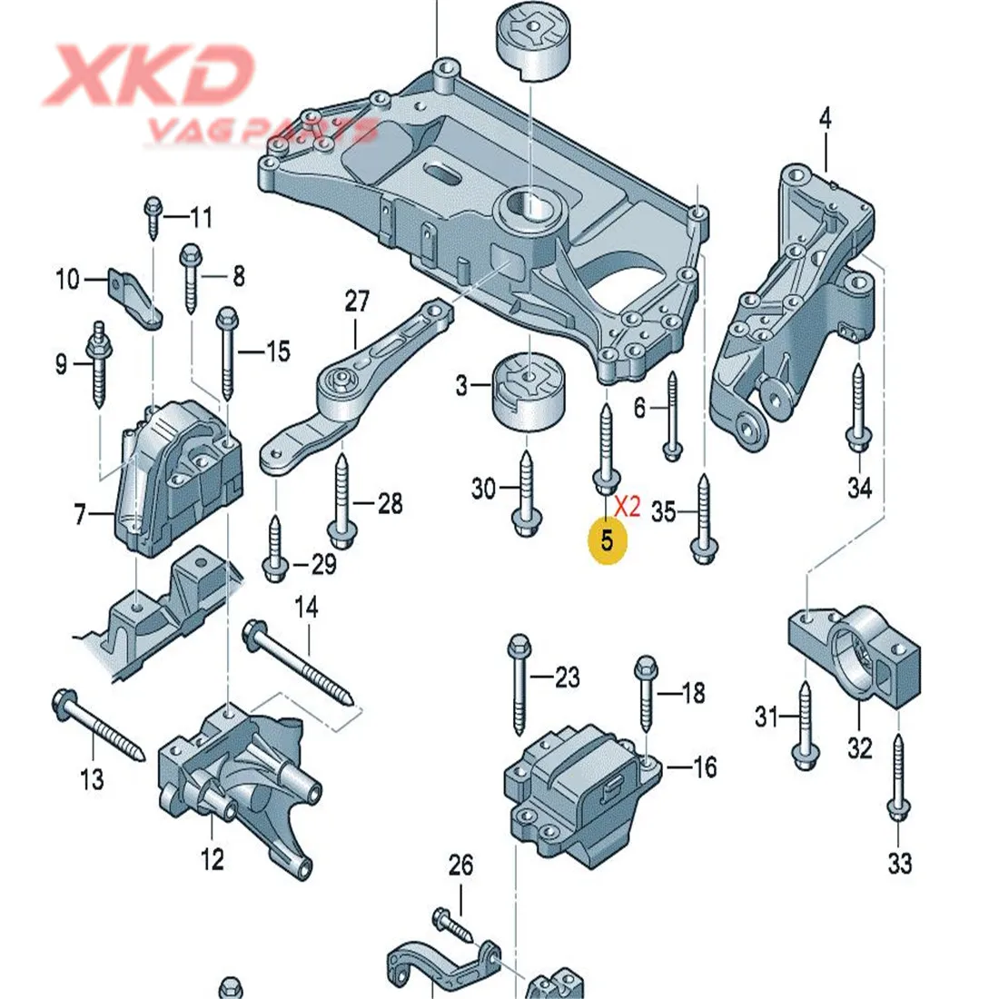 2* Front Subframe Assembly Carrier Bolts Fit For VW Beetle Caddy Polo Scirocco Jetta AUDI A3 A1 RS3 Skoda Citigo Seat