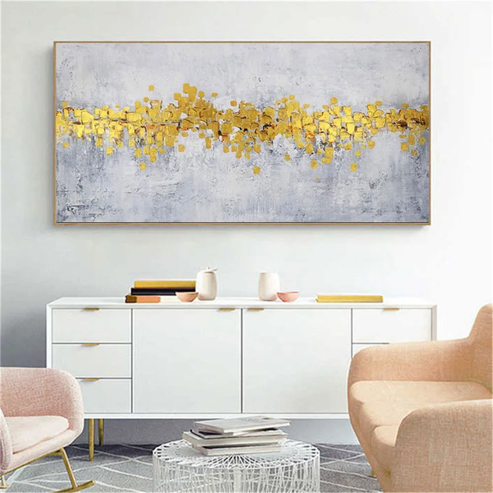 

Large Size Golden Texture Wall Art 100% Hand-Painted Abstract Oil Painting Modern Mural Living Room Painting Home Decor Painting