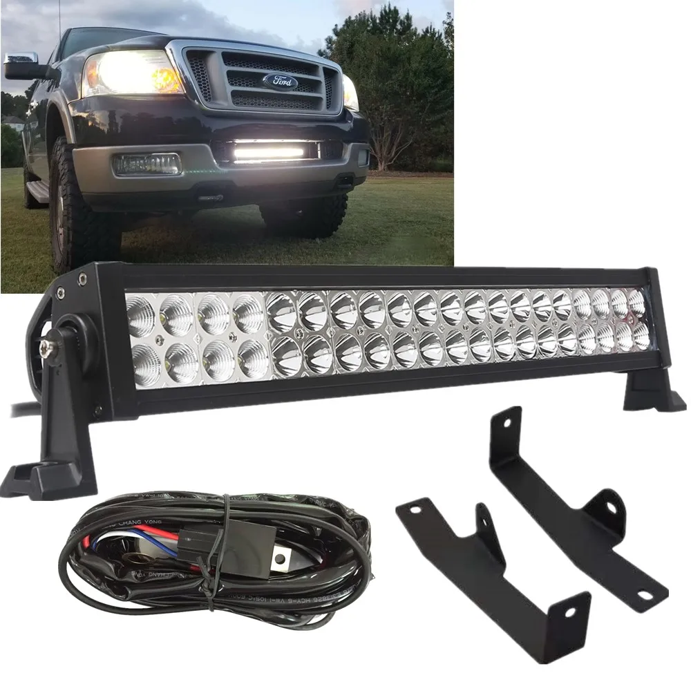 

20Inch 120W LED Light Bar Kit With Hidden Bumper Mounting Brackets For Ford F150 2006 2007 2008 F-150