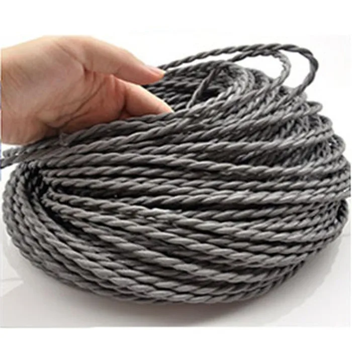 2*0.75 Copper Cloth Covered Wire Vintage Style Edison Light Lamp Cord Grip Twisted Fabric Lighting Flex Electric Cable