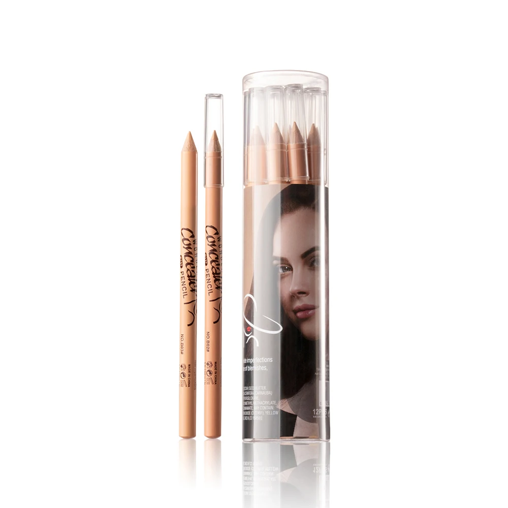 Face Dark Circle Concealer Pen Cover Up Acne Scars Fine Lines Wooden Handle Soft Cream Waterproof Face Contour Pen Face Makeup