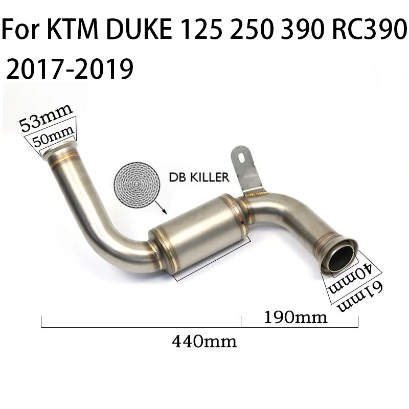 For KTM DUKE 125 390 250 RC125 RC390 2017 2018 2019 Motorcycle Exhaust Front Pipe Muffler Middle Link Connect Pipe Motocross