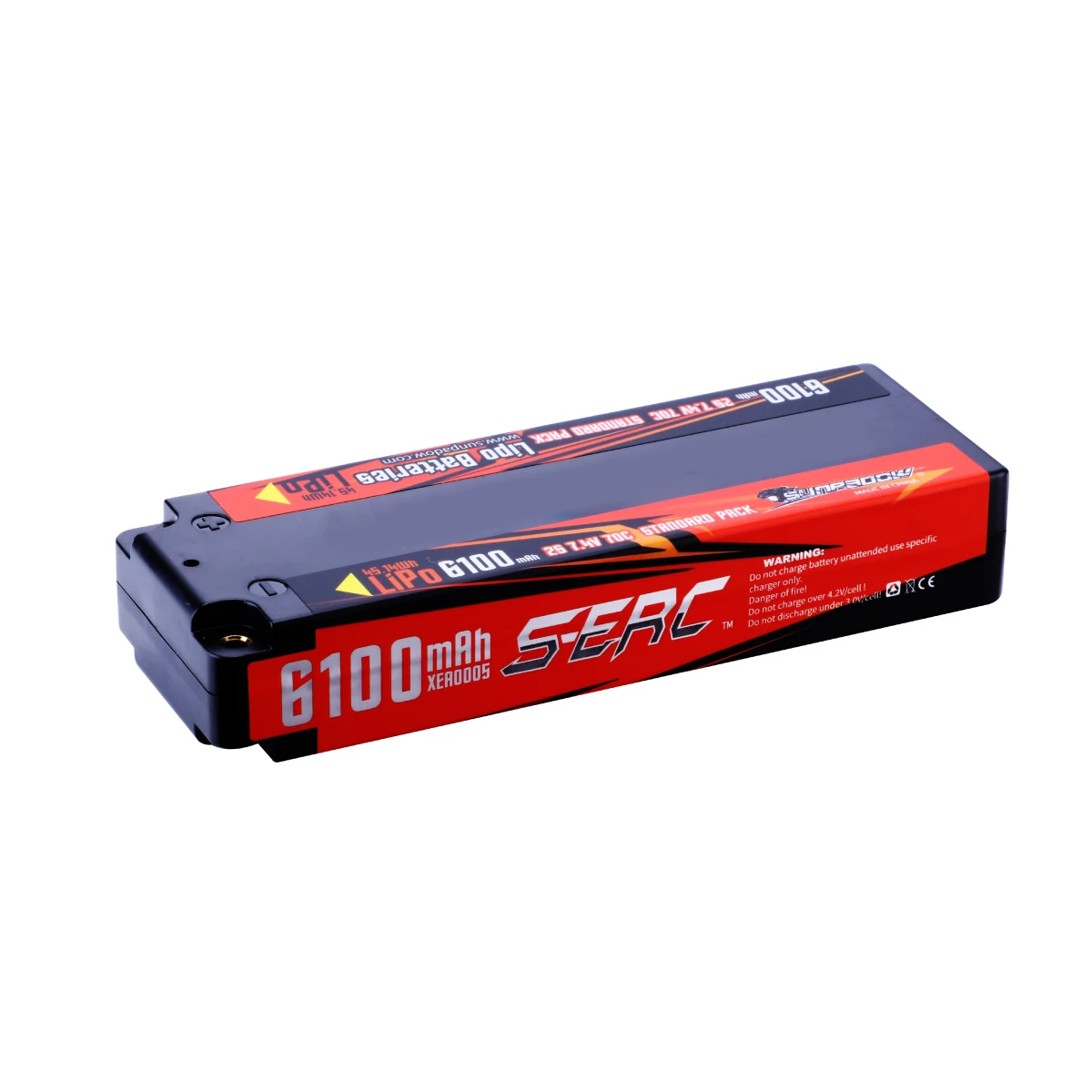 SUNPADOW Batterie Lipo 2S 7,4V 6100mAh 70C – Étui Rigide, Connecteur Balle 4mm – Pour RC