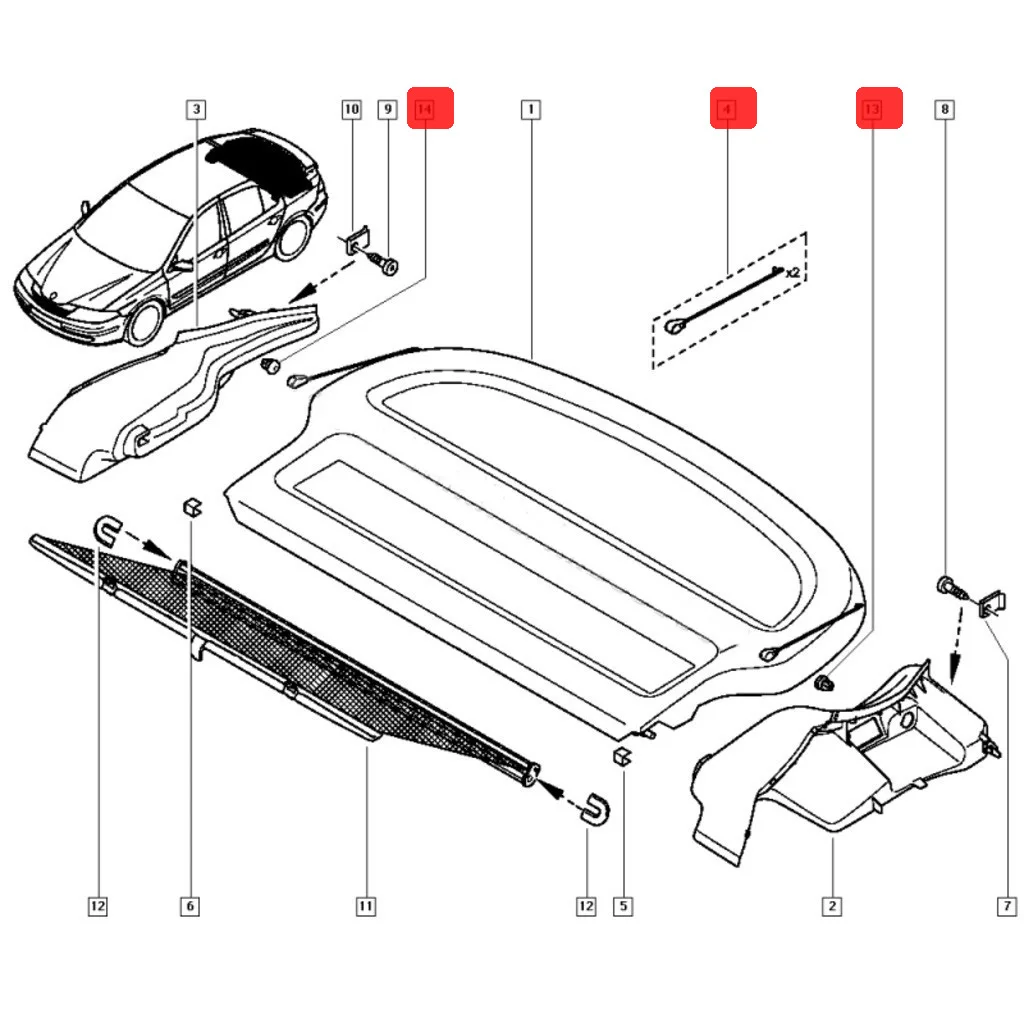 Boot Trunk Rear Parcel Shelf Cord String Strap 7701045160 7701062123 for Renault Megane Clio Laguna MK1 MK2 MK3 1 2 3 Hatchback