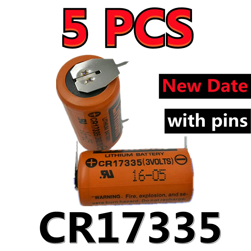 

5PCS Battery CR17335 PLC Industrial Lithium Batteries 3V CR17335(3VOLTS) With Soldering Feet Pins