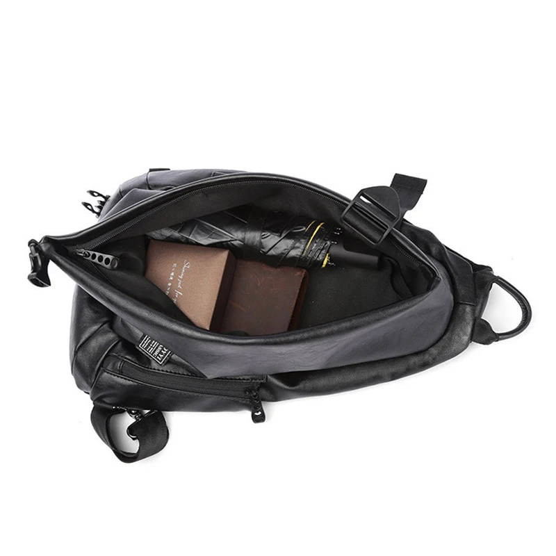 Men Quality Messenger Bag Casual PU Leather Waterproof Shoulder Bags Travel Sports Student Zipper Sling Crossbody Chest Bag Male