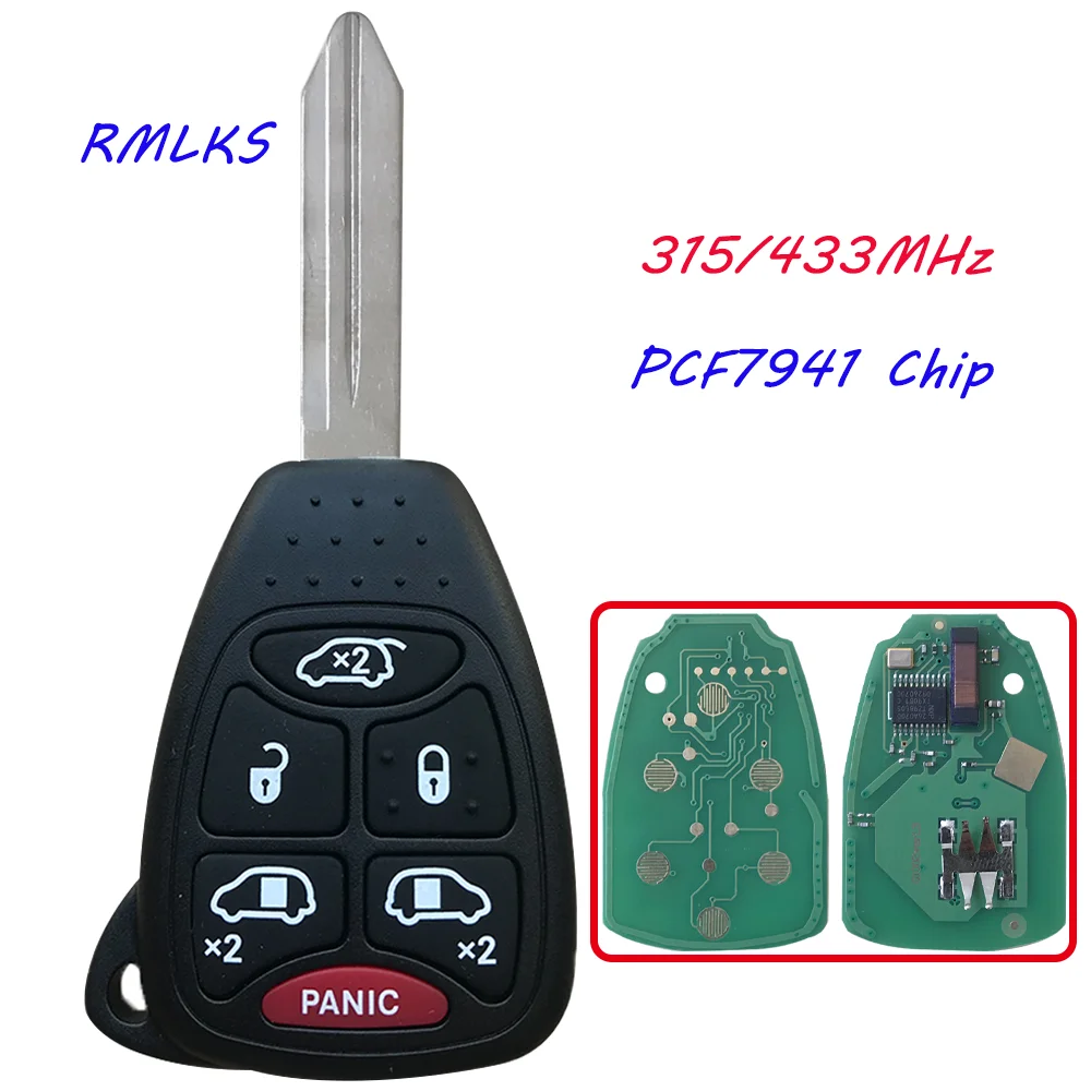 

Replacement Keyless Remote Key Fob 6 Button PCF7941 Chip 315MHz 433MHz For Chrysler For DODGE Grand Caravan FCC OHT M3N