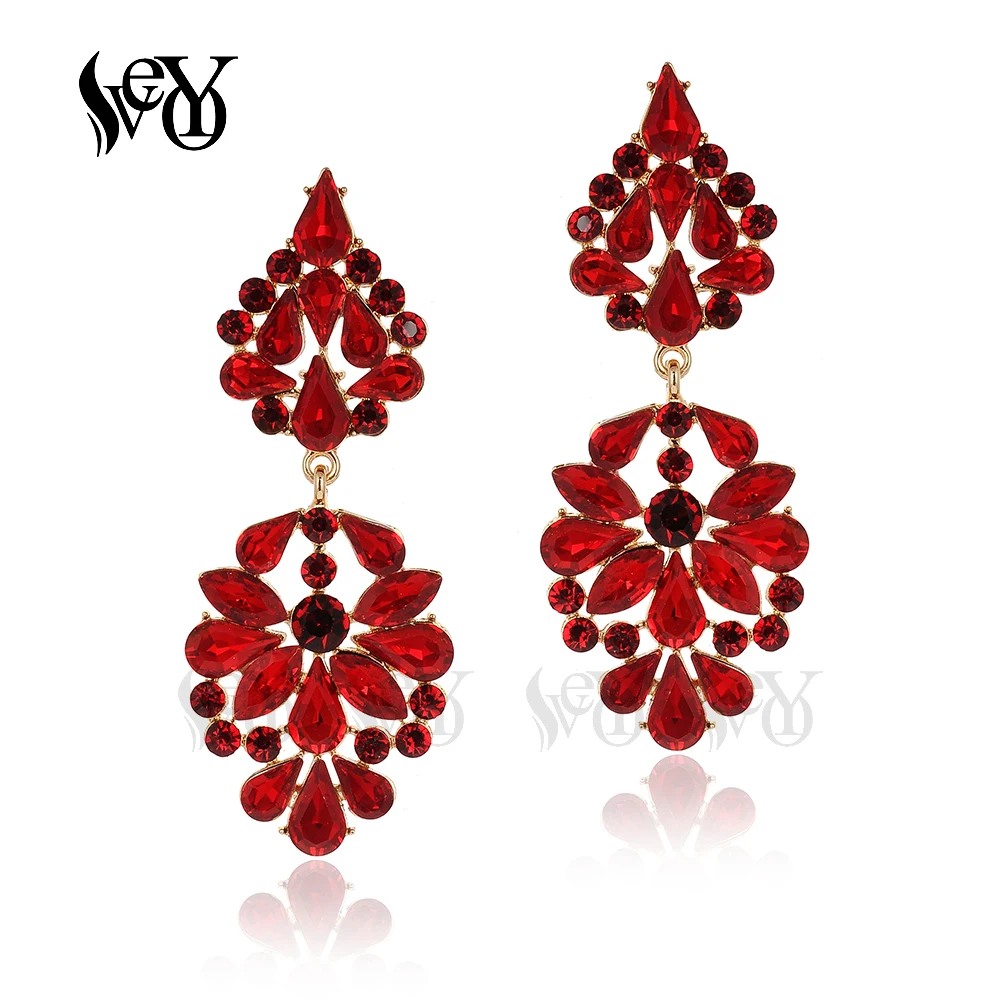 VEYO Luxury Rhinestone Crystal Drop Earrings 4 Color ZA Earrings for Women Fashion Jewelry New Gift