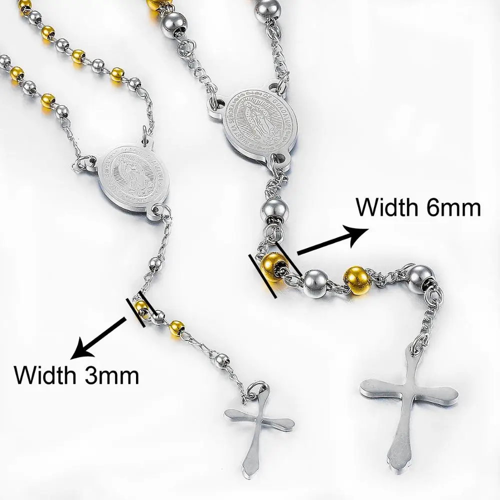 New Fashion Cross Rosary Necklace Classic Prayer Jesus Chain Jewelry Men and Women