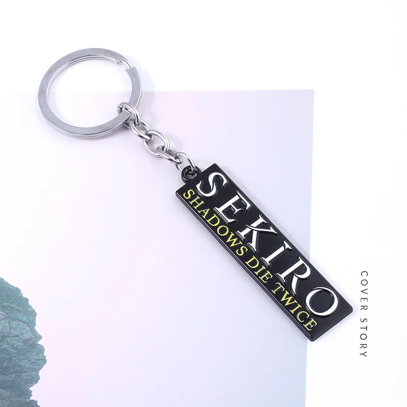 Game Sekiro Shadows Die Twice Keychain Rectangle Letter Logo Metal Keyring Pendant Men Car Women Bag Accessories