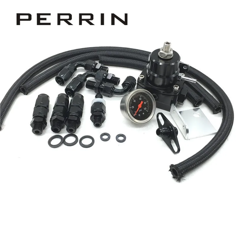 

Adjustable Fuel Pressure Regulator Kit FRP Fuel Pressure Regulator With Gauge/6AN Hose/Oil Hose End Fitting Adapter