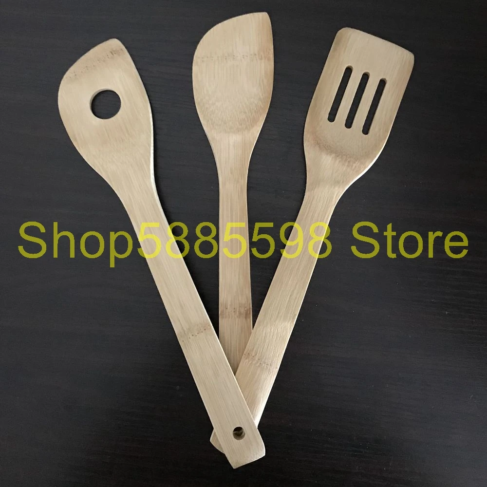 Kitchen Bamboo utensils bamboo spatula bamboo slotted shovel bamboo spatula with hole  3PCS/set