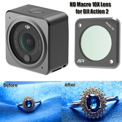 HD Macro 10X Camera Lens for DJI Action 2 Aluminum Frame Optical Glass Lens Filter Vlog Shooting for Osmo Action 2 Accessories