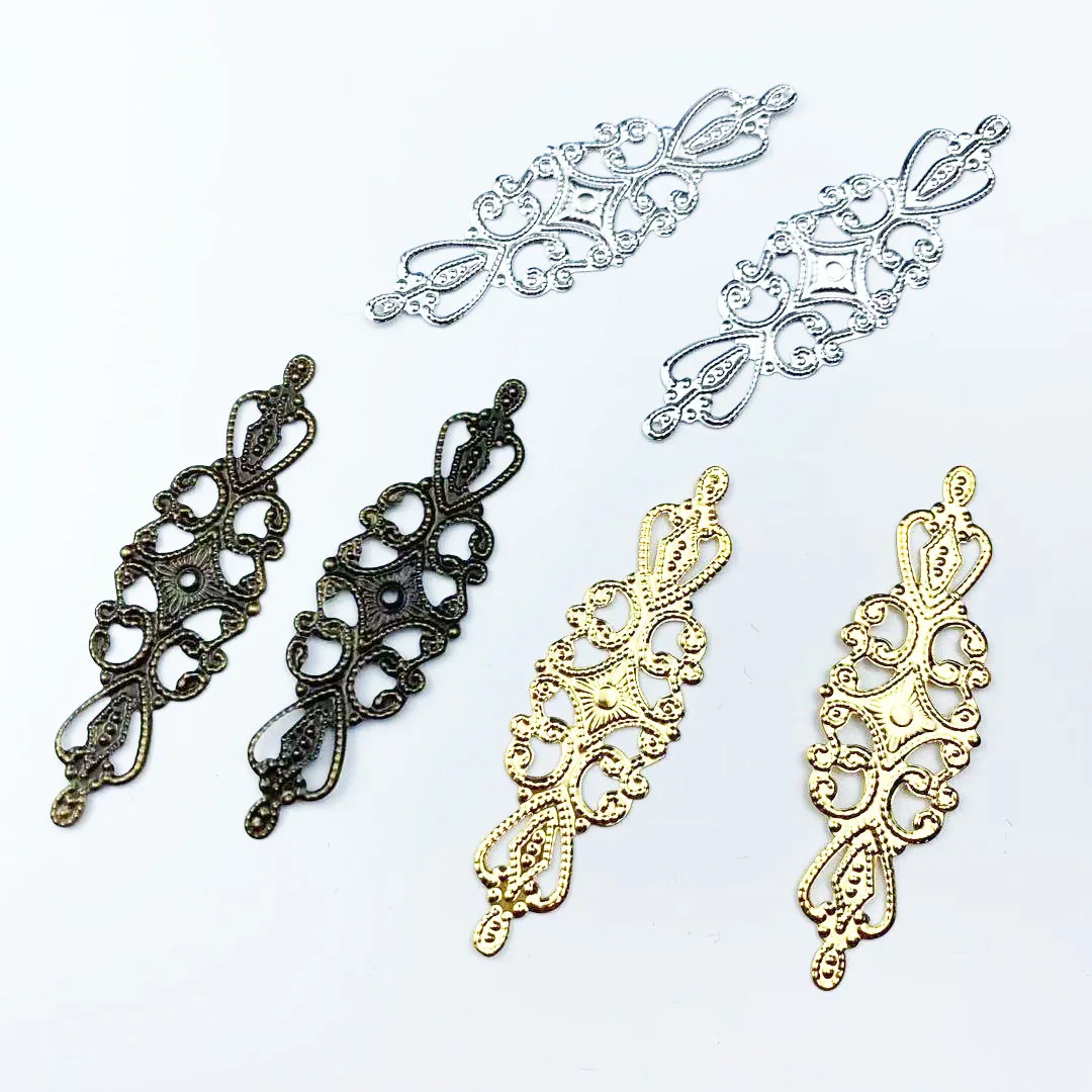 

20Pcs 65x20mm Flower Filigree Wraps Connectors Embellishments For Diy Scrapbooking Home Decor Metal Crafts Accessories