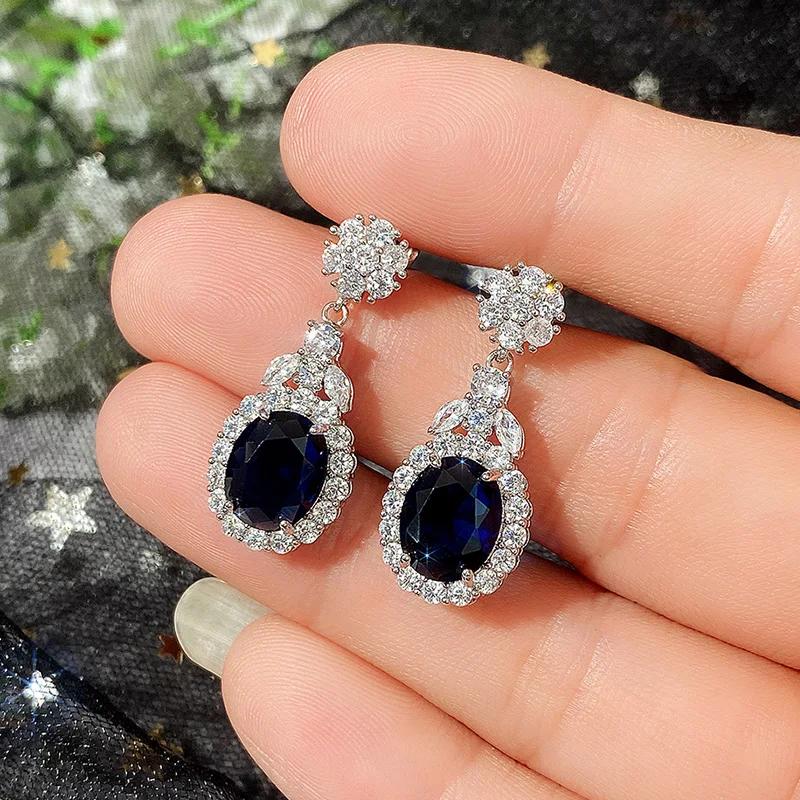 

Huitan Dazzling CZ Dangle Earrings for Women Engagement Wedding Party Elegant Lady's Earrings Anniversary Gift Statement Jewelry