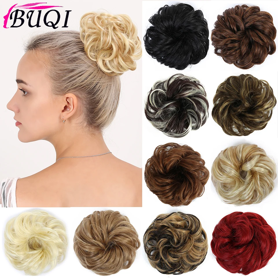 BUQI Curly Donut Chignon Updo Synthetic Hairpiece Hair Bun Elastic Messy Scrunchies Wrap For Ponytail Extensions for Women