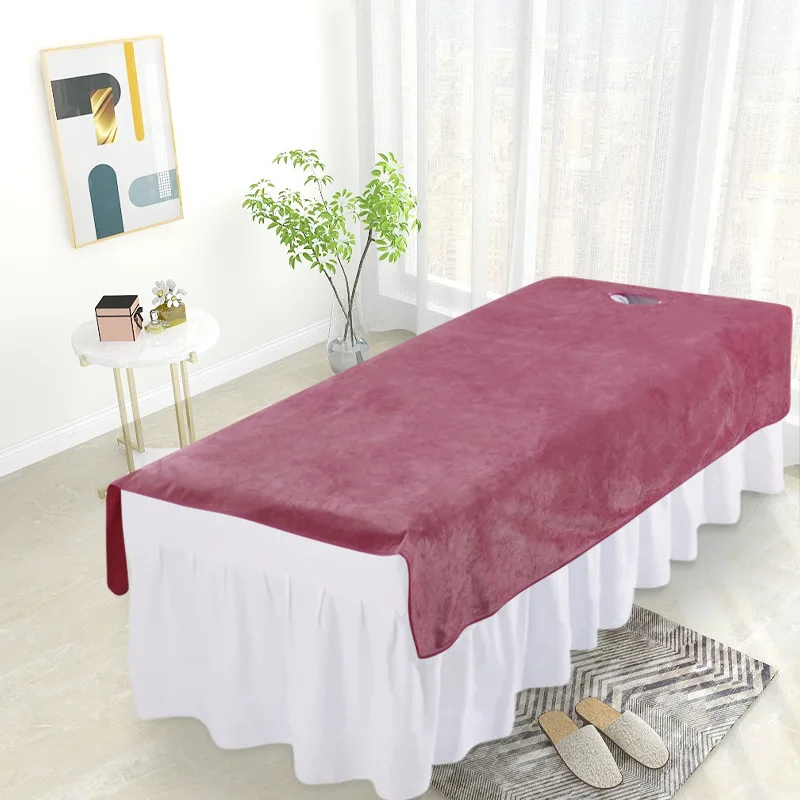 Velvet Beauty Salon Spa Bed Sheets, Massage Bed Cover, Bedspread, Solid Sabanas Para Cama With/No Hole, 2 Sizes