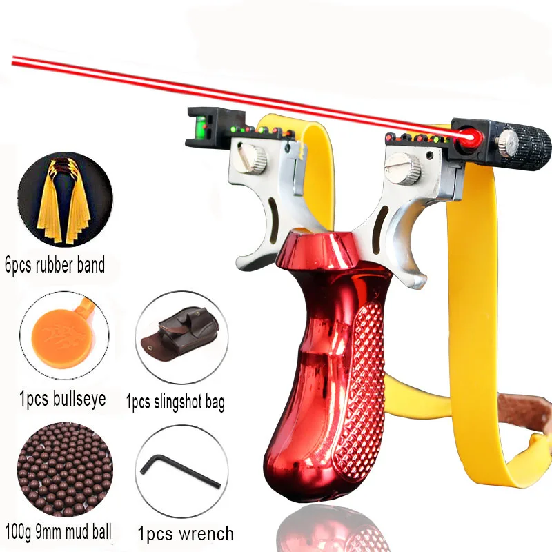 2020 Nieuwe Hoge Precisie Platte Lederen Slingshot Grote Power Catapult Outdoor Hunting Schieten Laser Gericht Slingshot Set