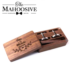 MAHOOSIVE Wood Cufflinks Wedding Groom Shirt For Mens Cuff Link New Fashion Gift box Novelty Cufflinks Shirt Cuff Links