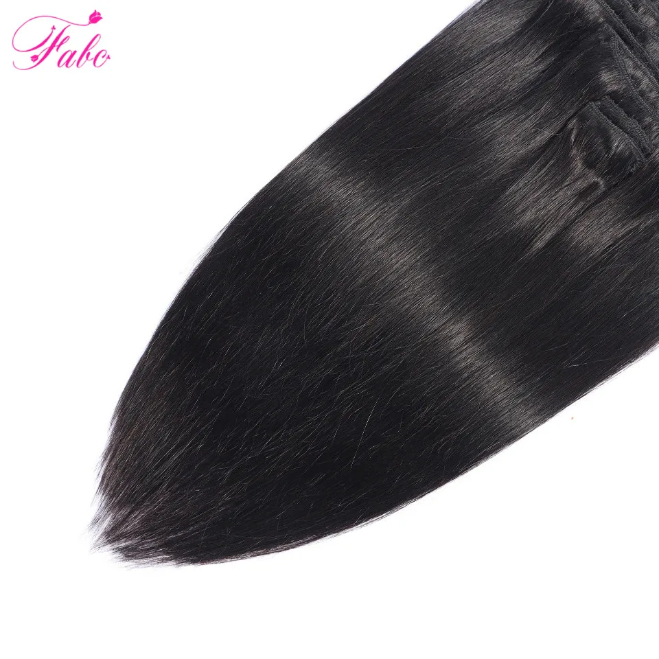 FABC Hair Peruvian Straight Hair Clip in Human Hair Extensions Natural Color Remy Hair Clip-In Full Head 10Pcs/Set