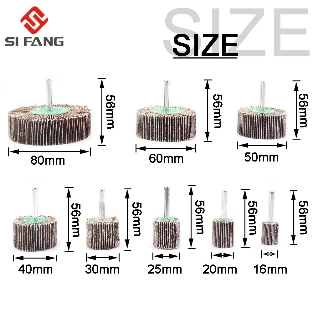 5PC Schleifpapier Schleifen Klappe Polieren Räder Schleif Disc Shutter Polieren Rad Für Rotary Dremel Werkzeug 60/80/120 körnung 6MM Schaft – Detail 2