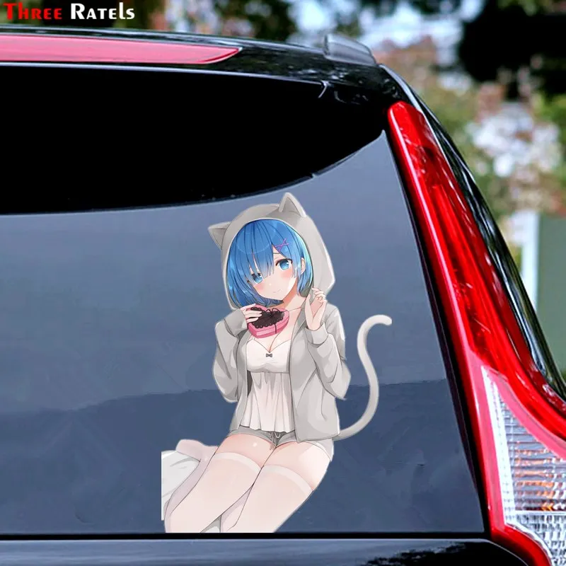 Three Ratels  FC707 kitty neko rem re zero anime girl car Stickers skateboard decal