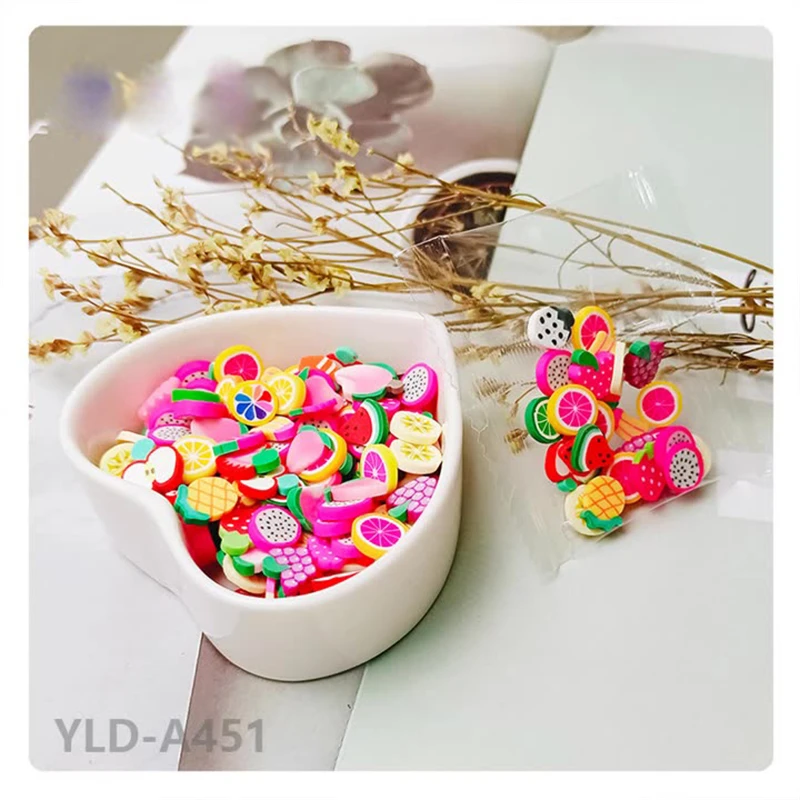 3D Simulation Fruit Soft Clay Slice Constellation Flower Pattern Letter Pattern DIY Design Slice Nail Tips Nail Art Accessories