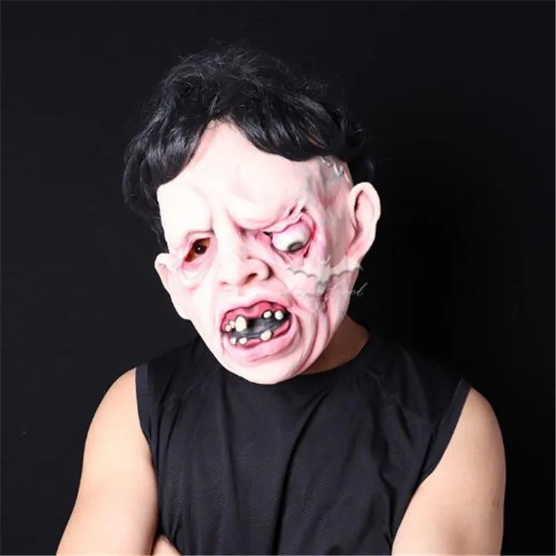 New Scary Mask Halloween Toothy Zombie Bride With Black Hair Horror Ghost Goonies Mask Cosplay costume Fancy dress cosplay