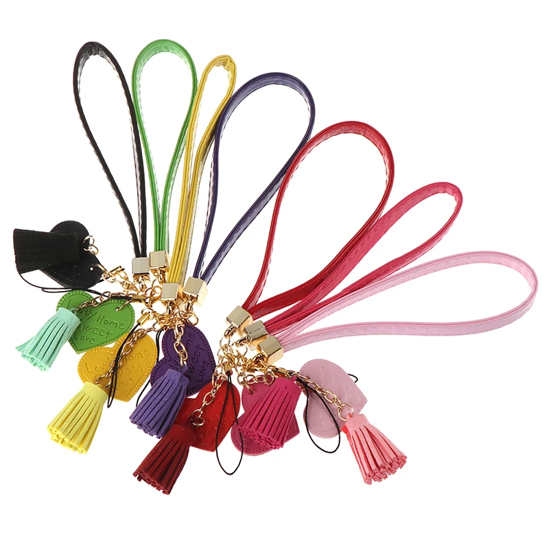 Love Heart Tassel Hand Wrist Lanyard Strap String For Phones For IPhone 7 8 X 6 For Xiaomi Camera USB Flash Drives Keychains