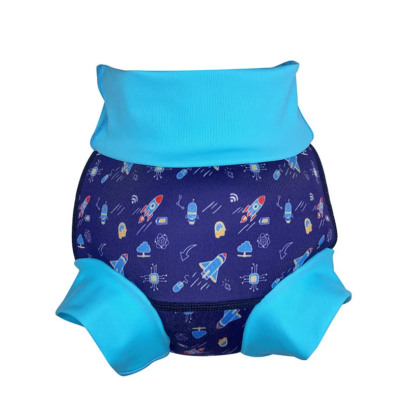 Happyflute New Swimming Trunks Swimming Pool Training High Waist Pants Cartoon Printed Baby Swimming Diapers Wholesale