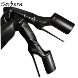 Sorbern Knee High Women Boots 30Cm High Heel Custom Slim Wide Legs Thick Platform Unisex Fetish Shoes For Crossdresser Guys Shoe