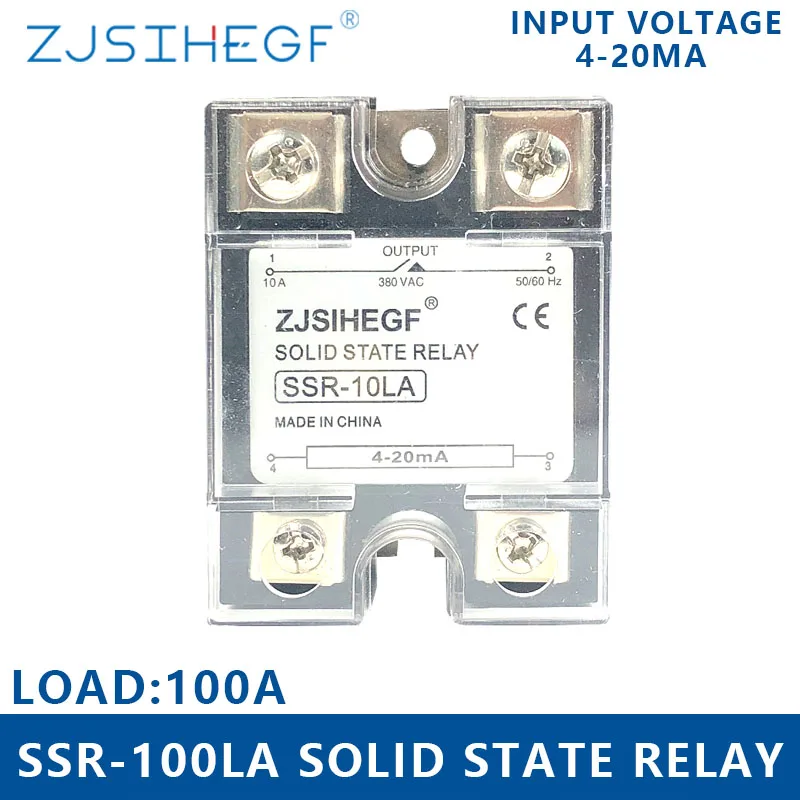 Input DC 4-20mA Single Phase AC Solid State Relay SSR-80/100/120LA for Heat Sink Voltage Regulator Output 0-480VAC