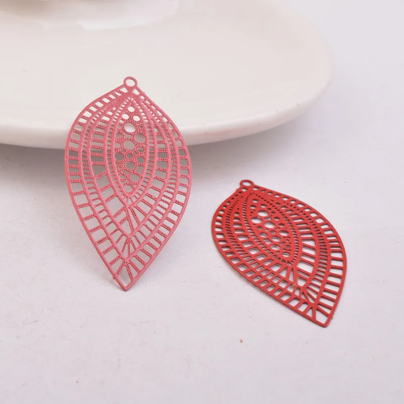 50 Stück AB5743 24*45mm Bohemia-Stil Blatt-Charm Messing-Anhänger-Basis DIY Schmuckverbinder – Detail 5
