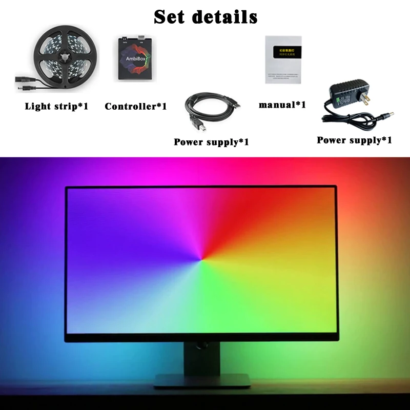 LED Lighting Experience 5V WS2812B Symphony Atmosphere Light Belt Set Synchronize the Color Change of Computer Screen
