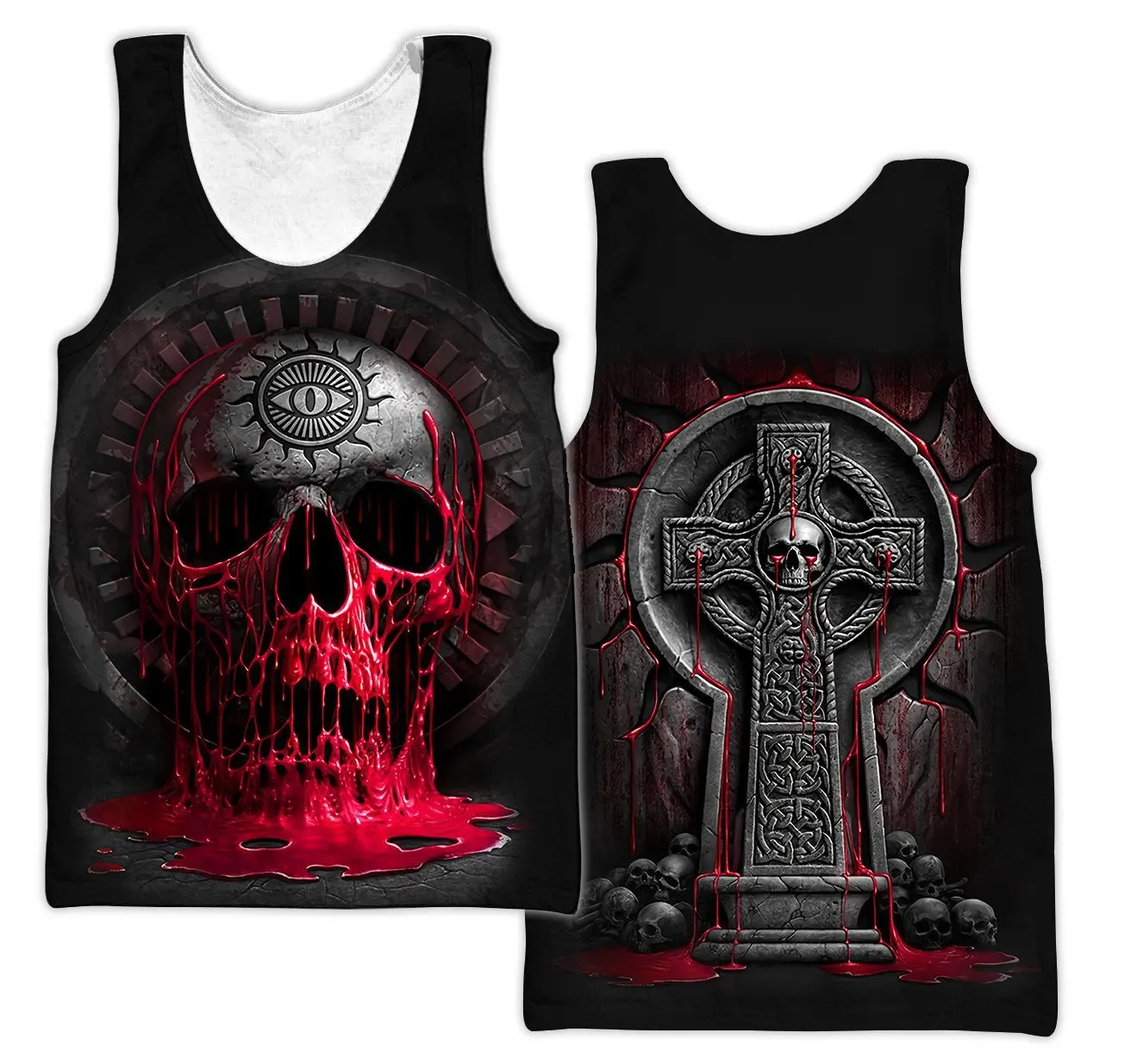 2021 Summer Men Skull Dragon Tattoo Pattern 3D All Over Printed Casual Sleeveless T-shirt Unisex Tank tops Drop shipping BXD14