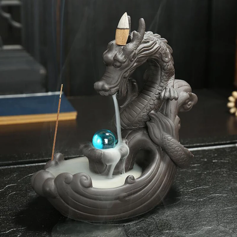 

Smoke Backflow Incense Waterfall Holder Quemador Incienso Dragon Decoration Bruleur Dencens Incense Storage Burners Home Decor