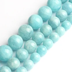 Natural Aquamarines Bead Round Loose Stone Beads for Jewelry Making Diy Bracelet 15'' Strand 6mm 8mm 10mm