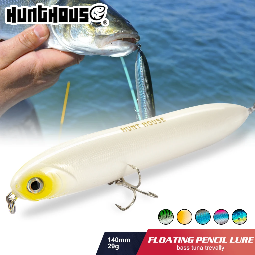 

Hunthouse Chatterbeast Stick Pencil Lure 140mm/29g Floating Top Water Swimbait for Bass Pike WTD Saltwater Surface Long Casting