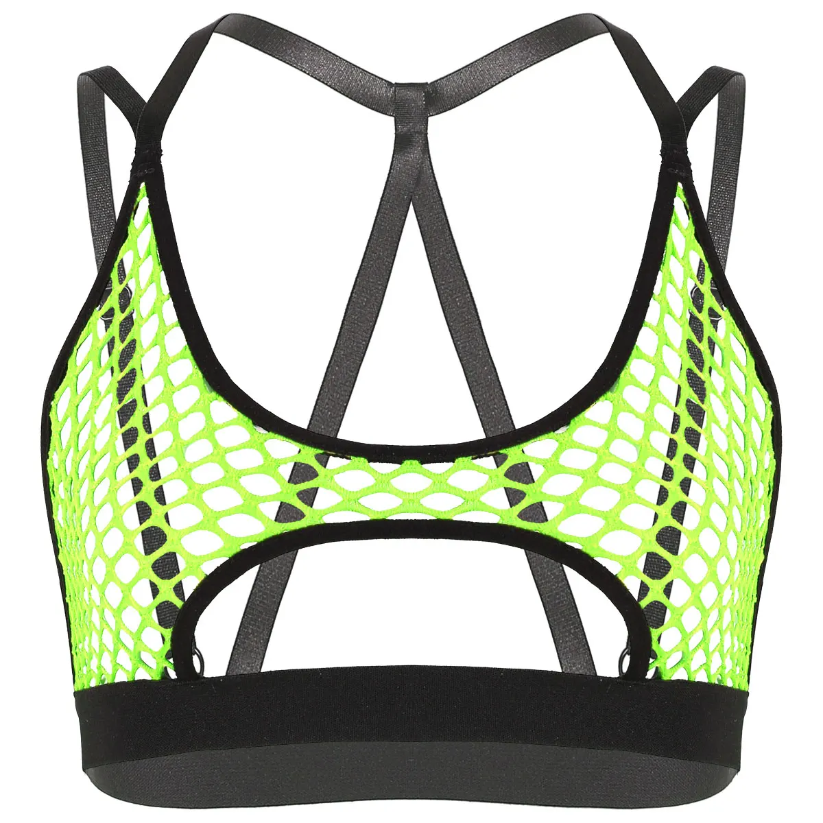 Women's Fitness Underwear Pure Color Fishing Net Patchwork Breathable Comfortable Adjustable Sports Bras Running Yoga Wear