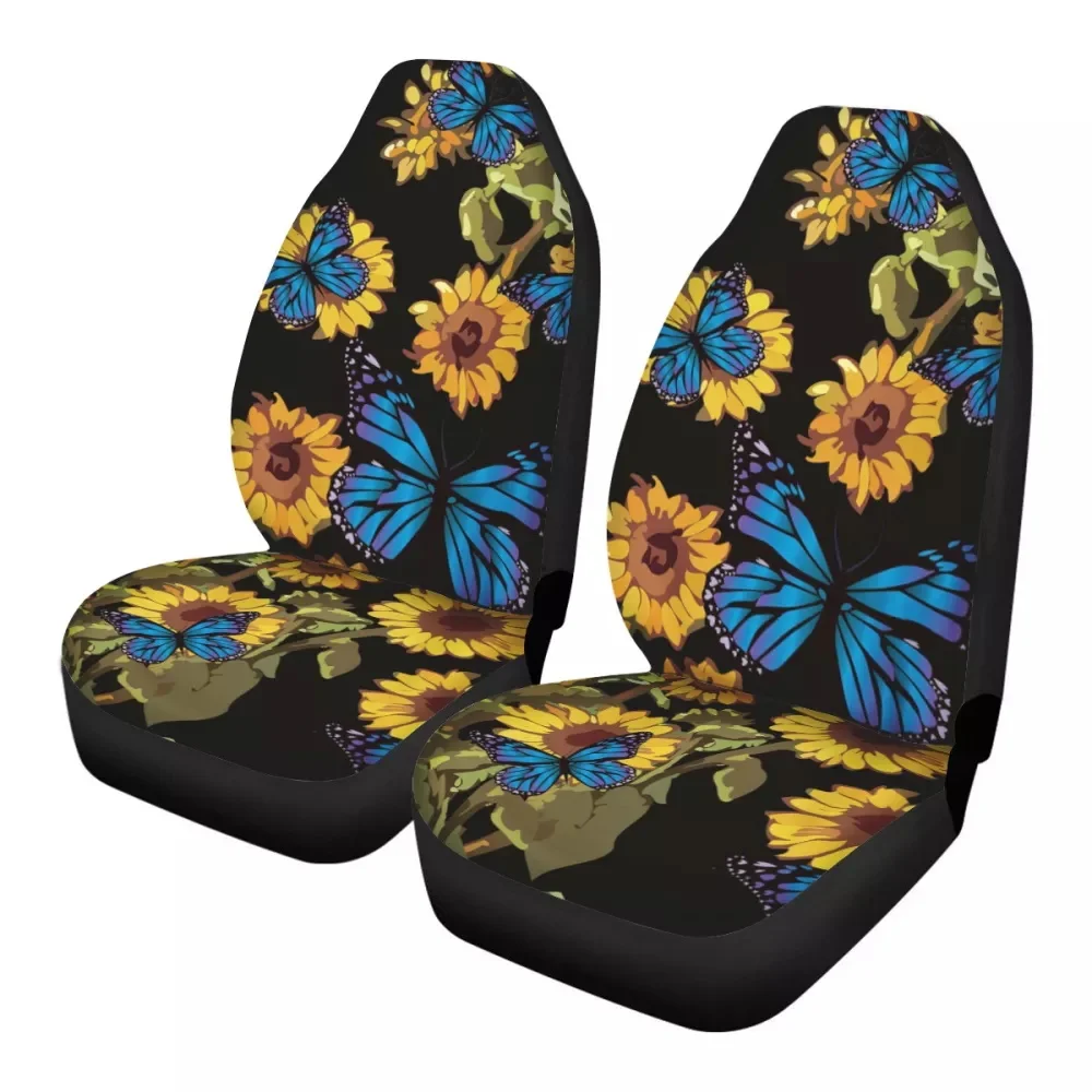 Car Seat Cover For Most Cars Suv Truck Custom Sunflower Flower 3D Print Universal Front Seat Protector Accessories Cushion Set