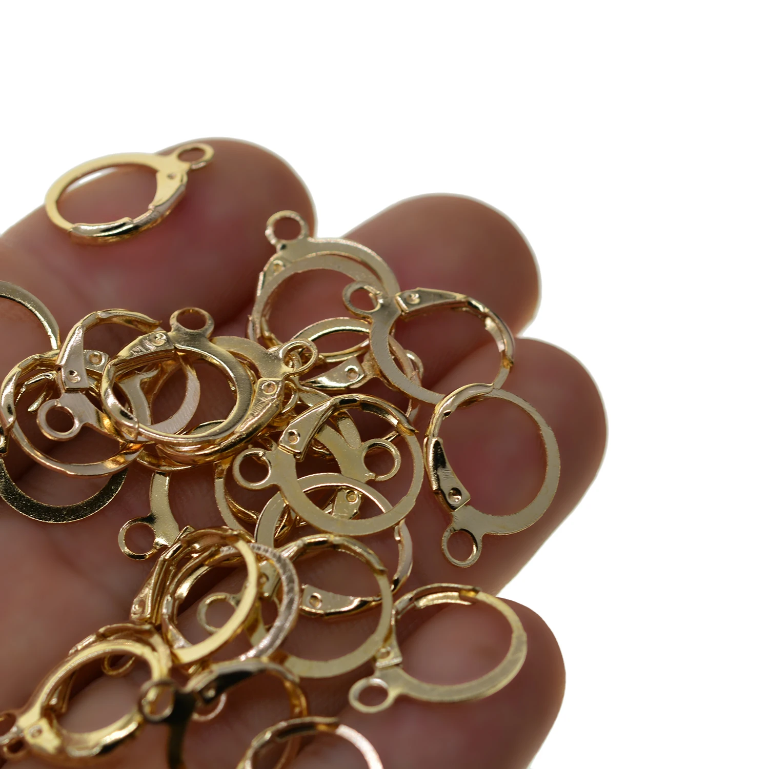 100pcs French  Earring Wire Ear clip Hook Round O Leverback Open Loop Dangle Charm DIY Making findings silve KC gold