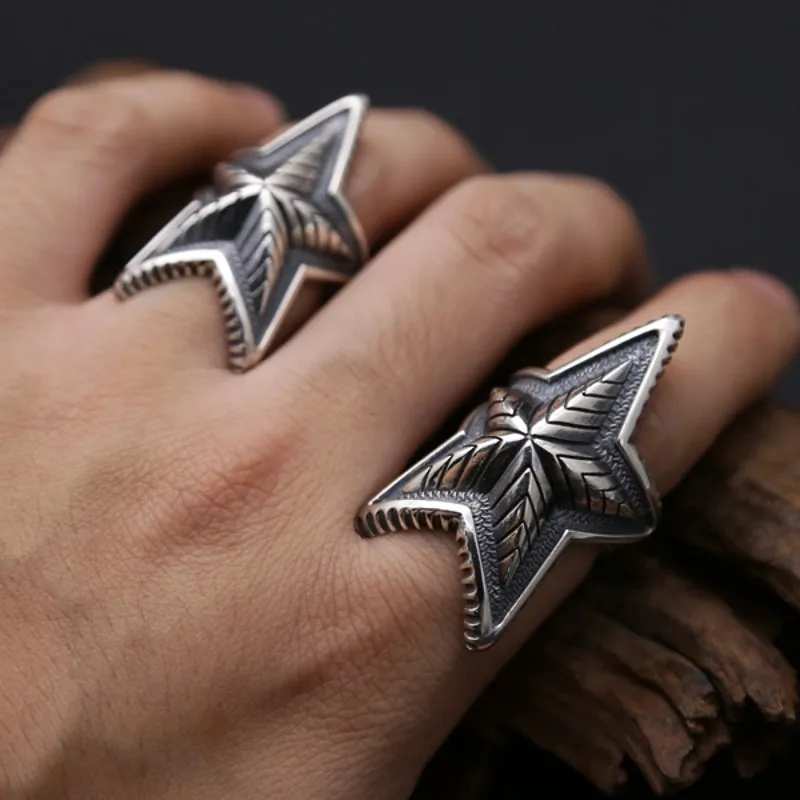 BOCAI New S925 Pure Silver Cody Sanderson Asian Star Retro Domineering Men's Ring Fashion Jewelry Accessories