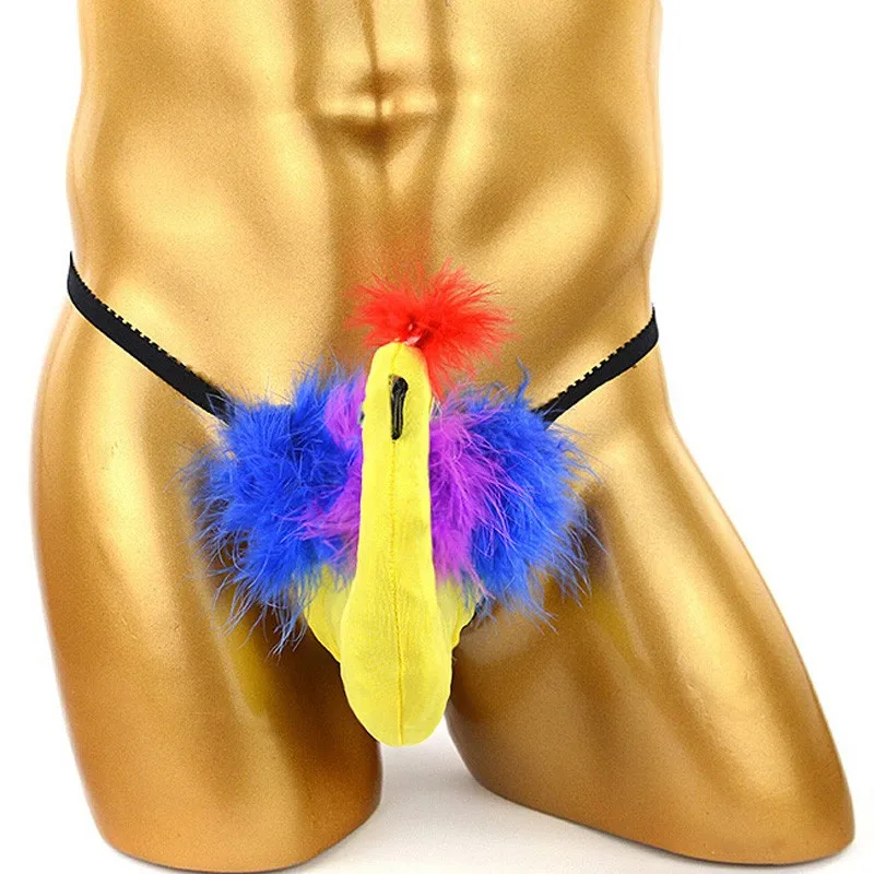 Funny Big Bird Penis Pouch Thongs Men Erotic Lingerie Breathable Sexy G-string Nightclub Stage Underwear T-back Tanga For Party