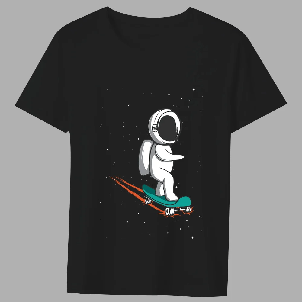 Fashion T-shirt Men\'s Classic Little Astronaut Printed Pattern Series All-match Casual O-neck Commuter Comfortable Top T-shirt